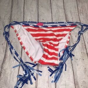 Xhilaration patriotic flag 4th of July Americana tie side striped bikini M